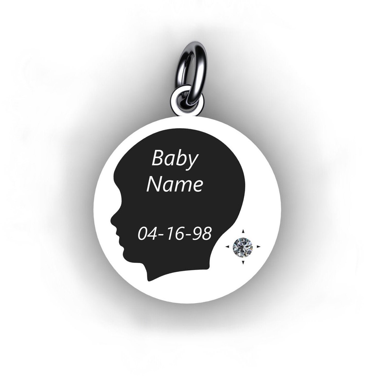 Custom Baby Boy Round Domed Charm With Birthstone 15mm Etsy