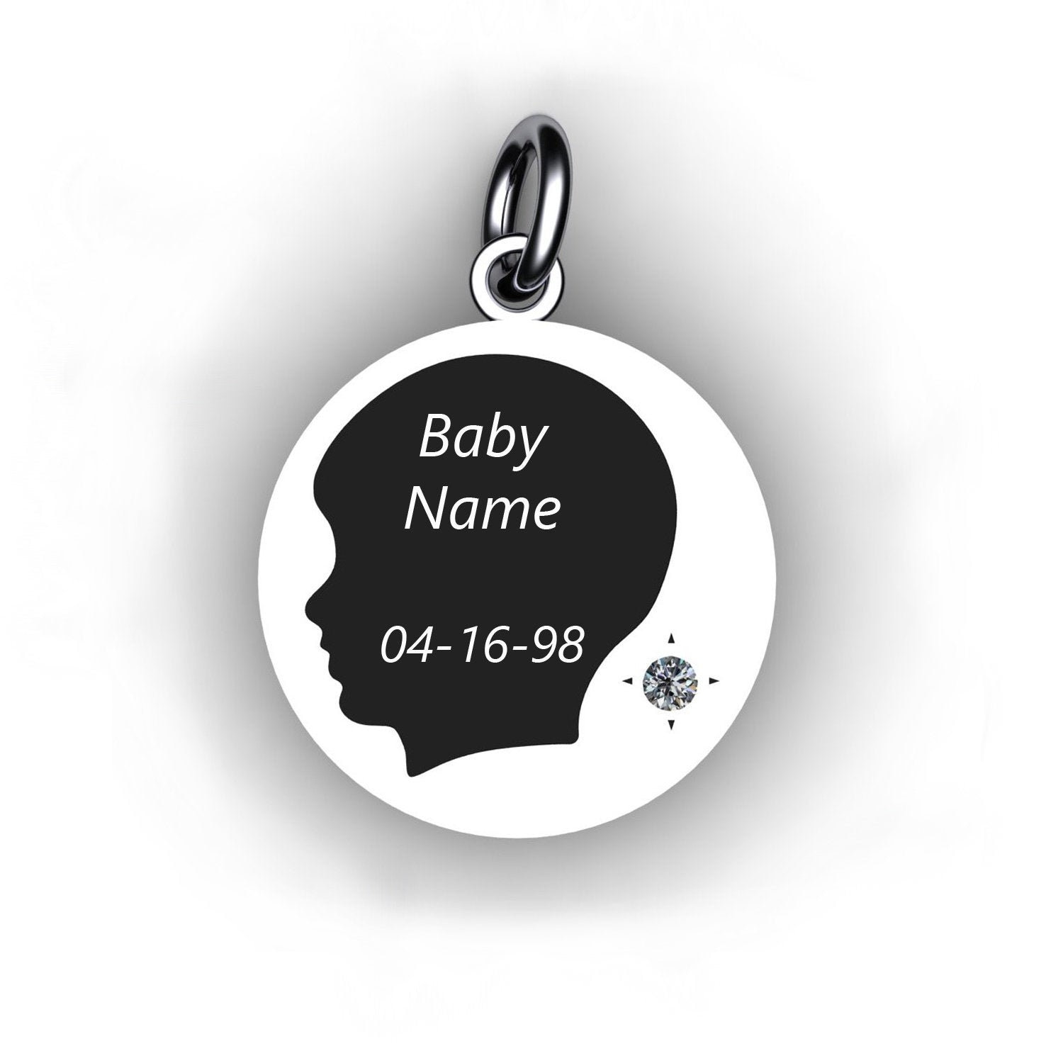 Custom Baby Boy Round Domed Charm With Birthstone 15mm Etsy