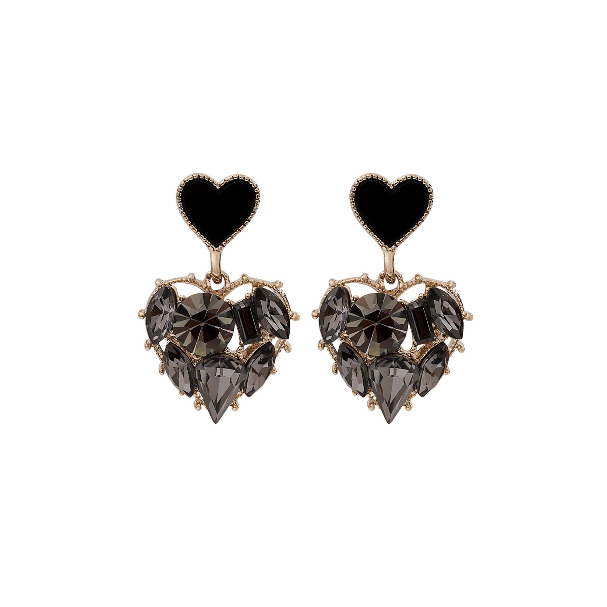 Two Hearts Earrings Hearts Double Drop Earrings Hearts | Etsy