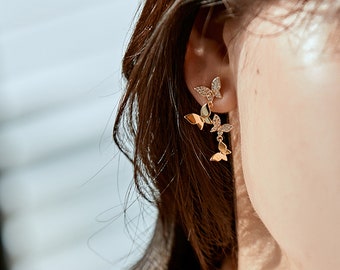butterfly earrings Minimalist elegant resin earrings stainless steel hook hologram sparkle earrings gift for her