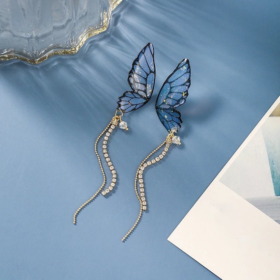 Butterfly Statement Drop Earrings Social Butterfly Earrings - Etsy
