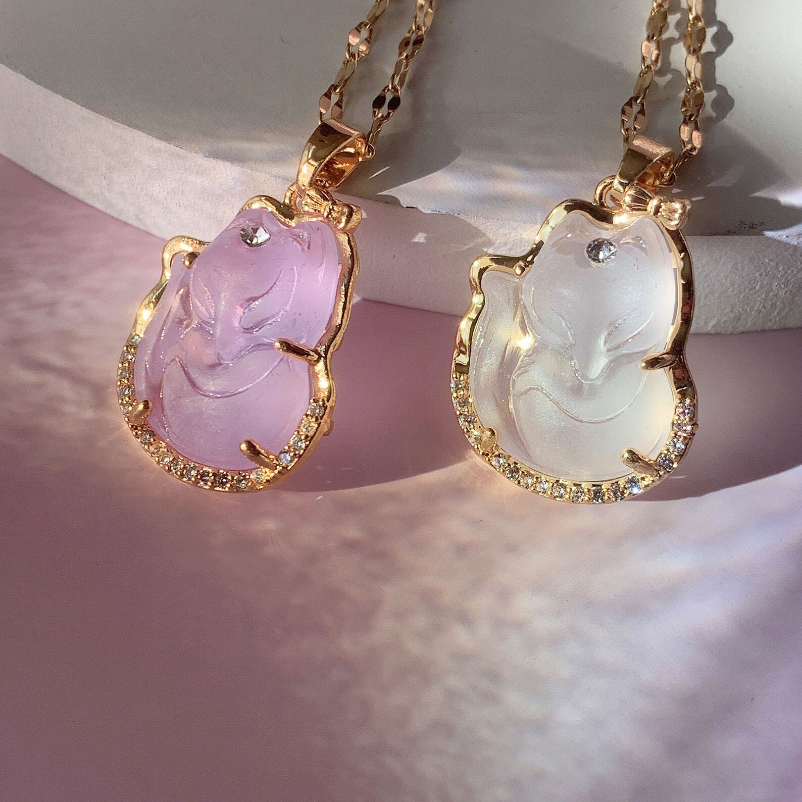 18K GOLD Plated Jade Fox Necklace Unisex Jade Fox Necklace Etsy UK