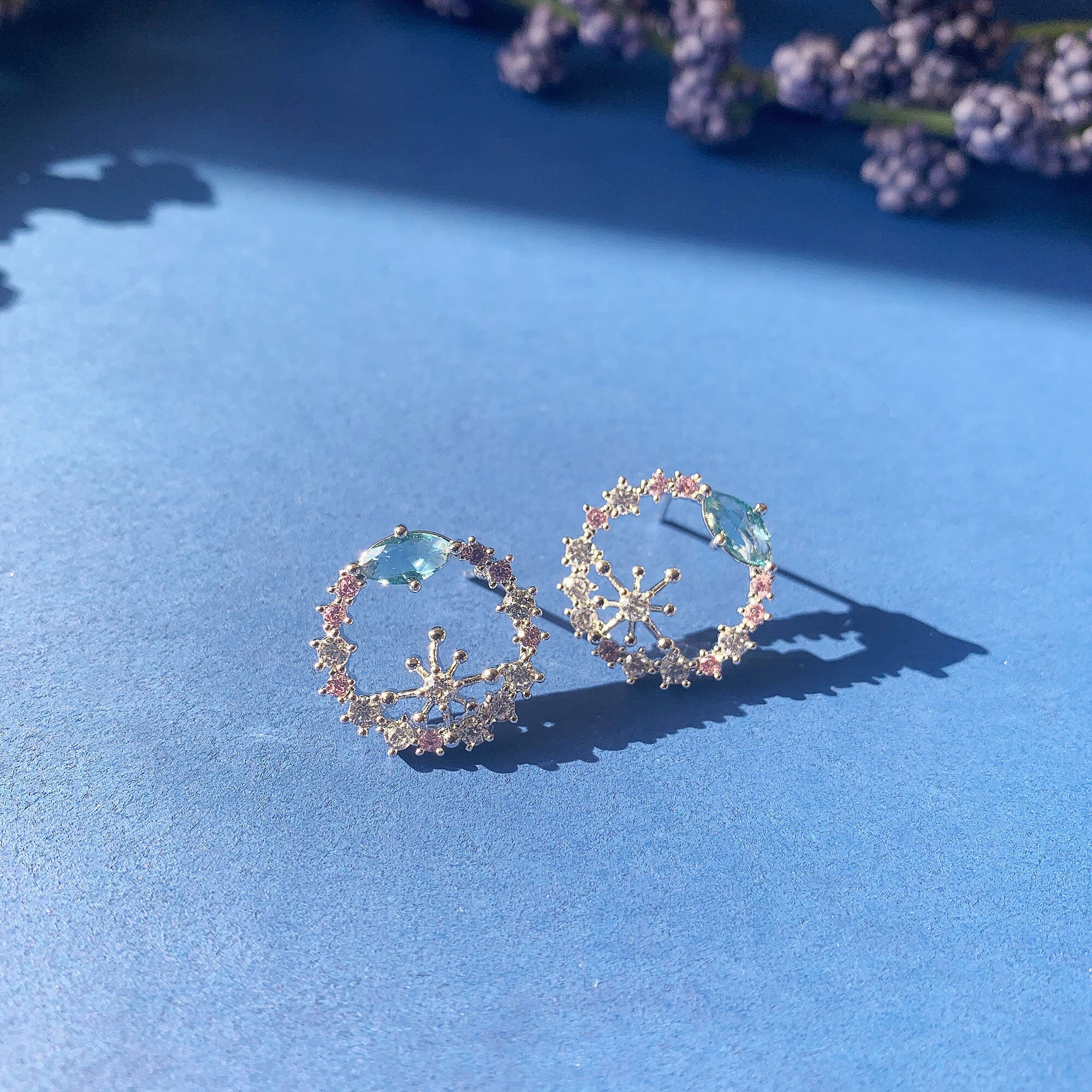 Crystal Wreath Earrings Round Stud Earrings Floral Wreath Etsy