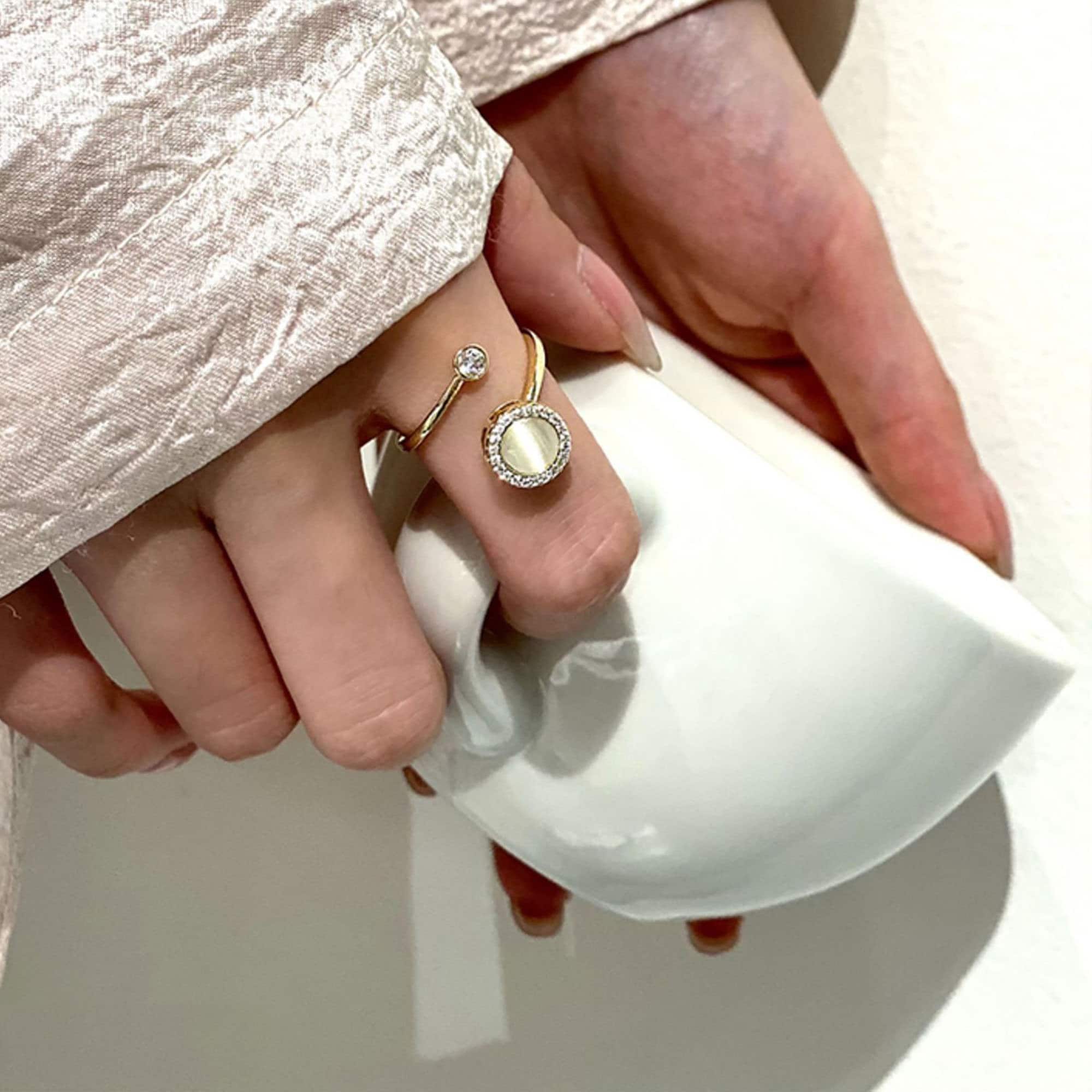 Opal Spinning Ring Necklace Bangle, Fidget Ring, Spinner Necklace, Statement Ring, Anxiety Ring, Meditation Ring, Korean R43 B14 N73 E201