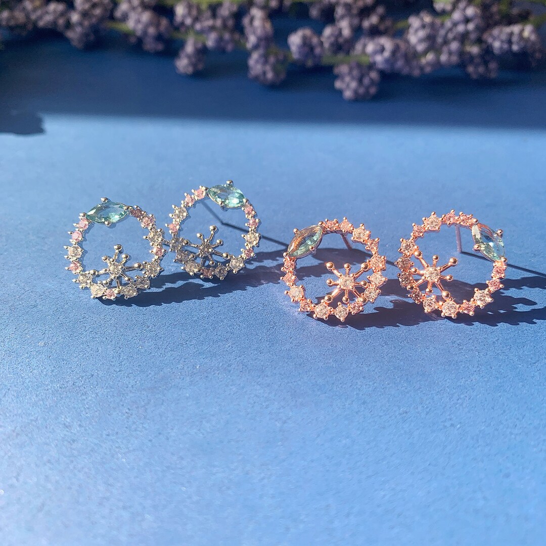 Crystal Wreath Earrings Round Stud Earrings Floral Wreath Etsy