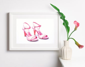 Printable Barbie Shoes Art Print; Pink High Heels, Barbie, Feminine, Glam, Fashion, Clothes