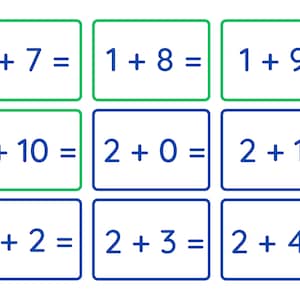120 Addition Flashcards 0-10; Digital, Printable