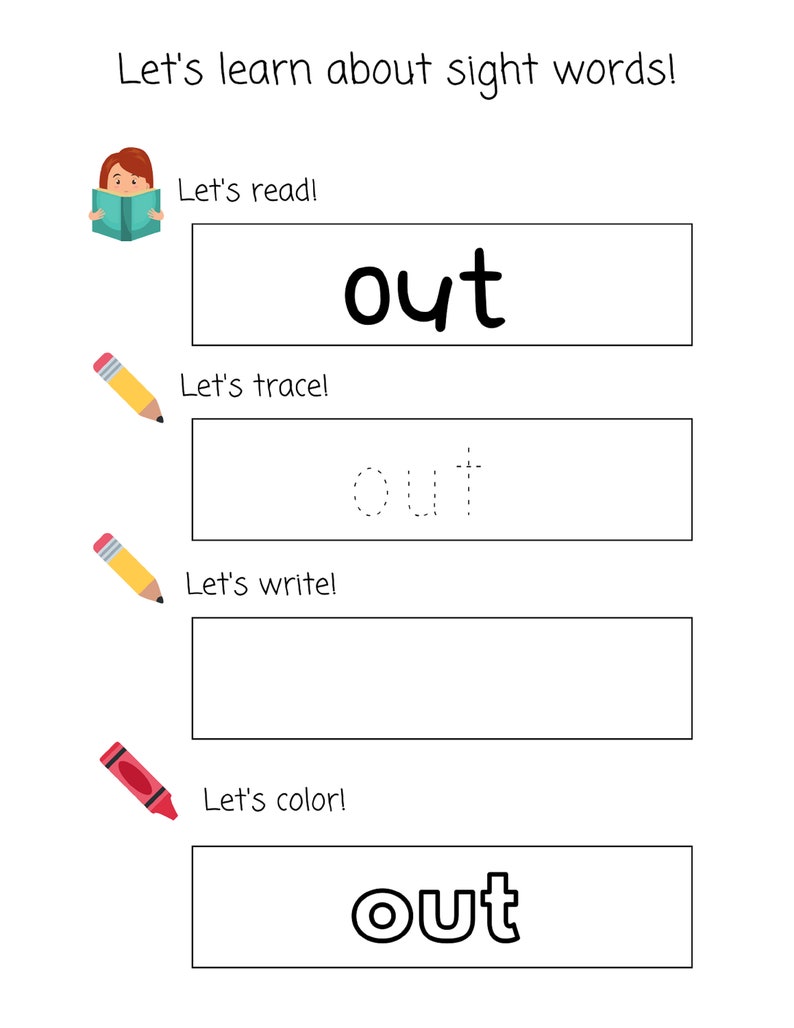 Printable FRY 100 Sight Words Printable Writing Practice Sheets; Back ...