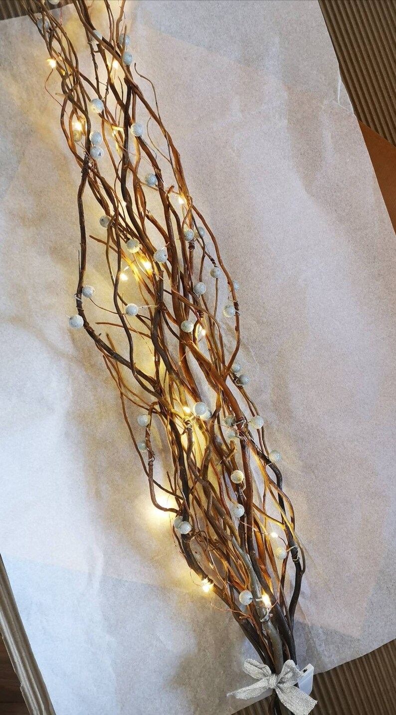 Silver Berry Twig Lights Silver Decor Twigs for Floor Vase Etsy