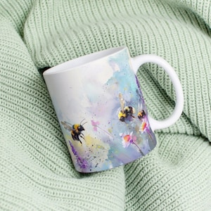 Bee Mug Ceramic Bee Ceramic Mug Bee Coffee Mug for Her Bumble Bee Mug Gift for Mothers Day Pollinator Gift Bumble bee Gift for Mom 11oz Mug