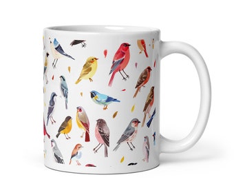 Bird Nerd Cottagecore Mug, Bird Lover, Bird Watcher Gift, Nature Lover, Gift for Mom, Bird Lover Gift, Illustrated Birds, Watercolor