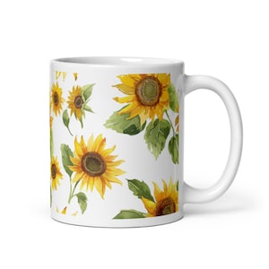 Keramik handgemachte Sonnenblume Becher, Kaffeetasse mit Griff, bunte Blumenmuster Keramik, Kaffeetasse, Teetasse