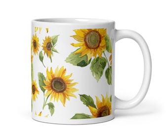 Ceramic Handmade Sunflower Mug, Coffee Cup With Handle, Colorful Floral Design Pottery, Coffee Mug, Tea Cup
