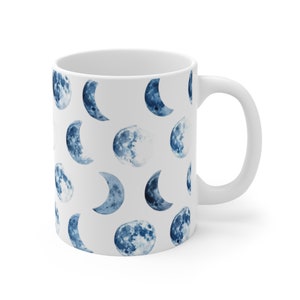 Moon Phases Coffee Mug, Moon Mug Gift, Crescent Moon Mug, Tea Lover Gift, Coffee Lover Gift Celestial Mug 11oz