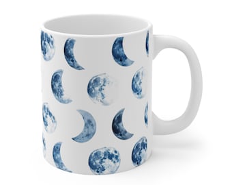 Moon Phases Coffee Mug, Moon Mug Gift, Crescent Moon Mug, Tea Lover Gift, Coffee Lover Gift Celestial Mug 11oz