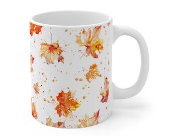 Fall Mugs, Maple Leaf Design, Maple Leaf Mugs, Fall Tableware, Great Fall Hostess Gift Mug 11oz Tea Mug