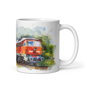 Train Lover Gift Train Mug Locomotive Model Railfan Railroad Gifts Steam Train Gifts For Men Train Engineer Model Railroader Watercolor