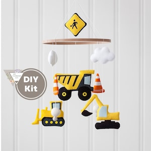 DIY Kit - Felt Construction Vehicle DIY Baby Mobile Kit - Felt Craft Sewing Kit - Handmade Nursery Decor