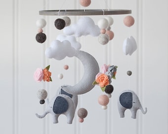 Elephant Mobile - Nursery Ceiling Decor - Shower Gift