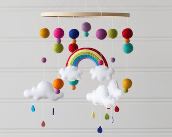 Rainbow Mobile - Felt Mobile - Nursery Decor - Reading Nook Decoration