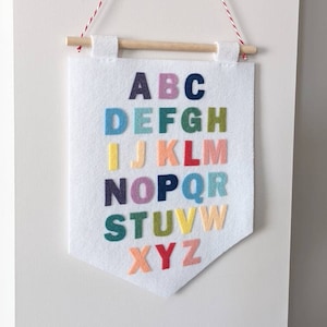 Rainbow Alphabet Felt Wall Hanging - felt banner - Teacher wall hanging - Classroom Decoration - Teacher Gift - nursery decoration