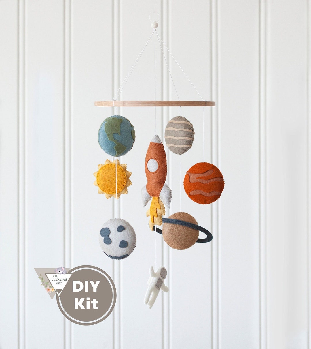 Felt Outer Space DIY Baby Mobile Kit With Rocket & Astronaut Felt Craft