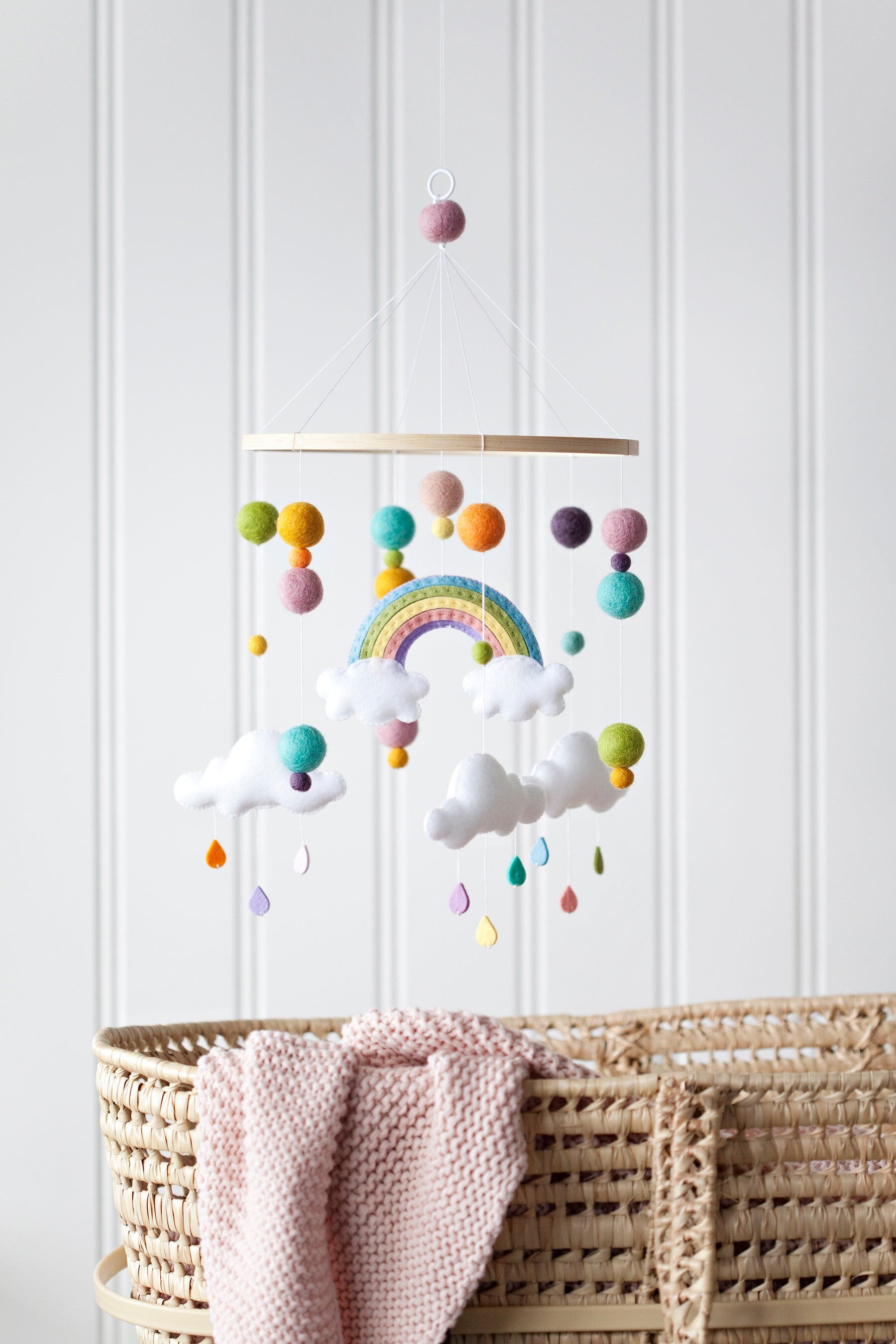 Pastel Rainbow Mobile - Felt Baby