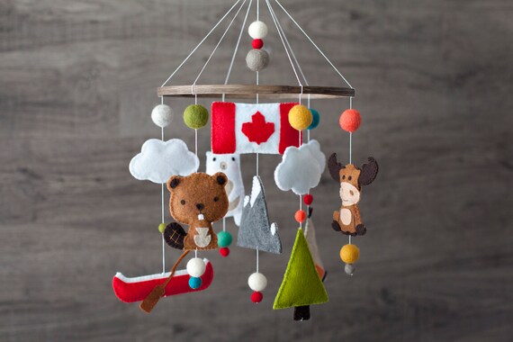 Canada Baby Mobile Mountains Moose Beaver Bear Etsy