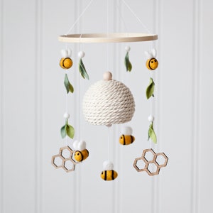 Felt Bumble Bee Mobile -  Beehive & Bee Nursery Decor - Handmade Mobile - Reading Nook Decor