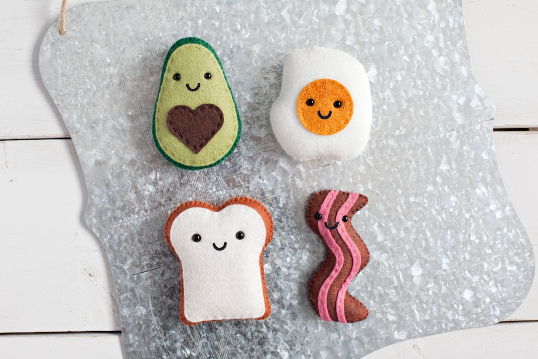 Breakfast Food Set Felt Fridge Bacon, Toast, Egg