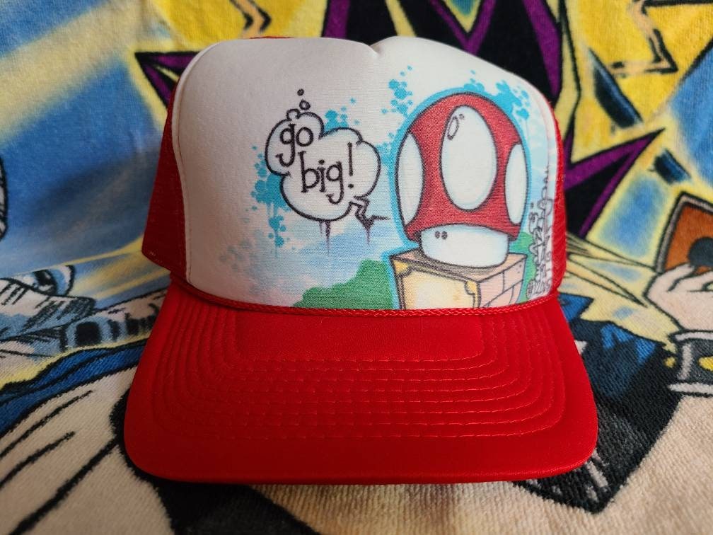 90's Mario Brothers Hat. Airbrush 