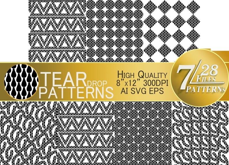 Black & White Teardrop Patterns Digital papers scrapbook image 0