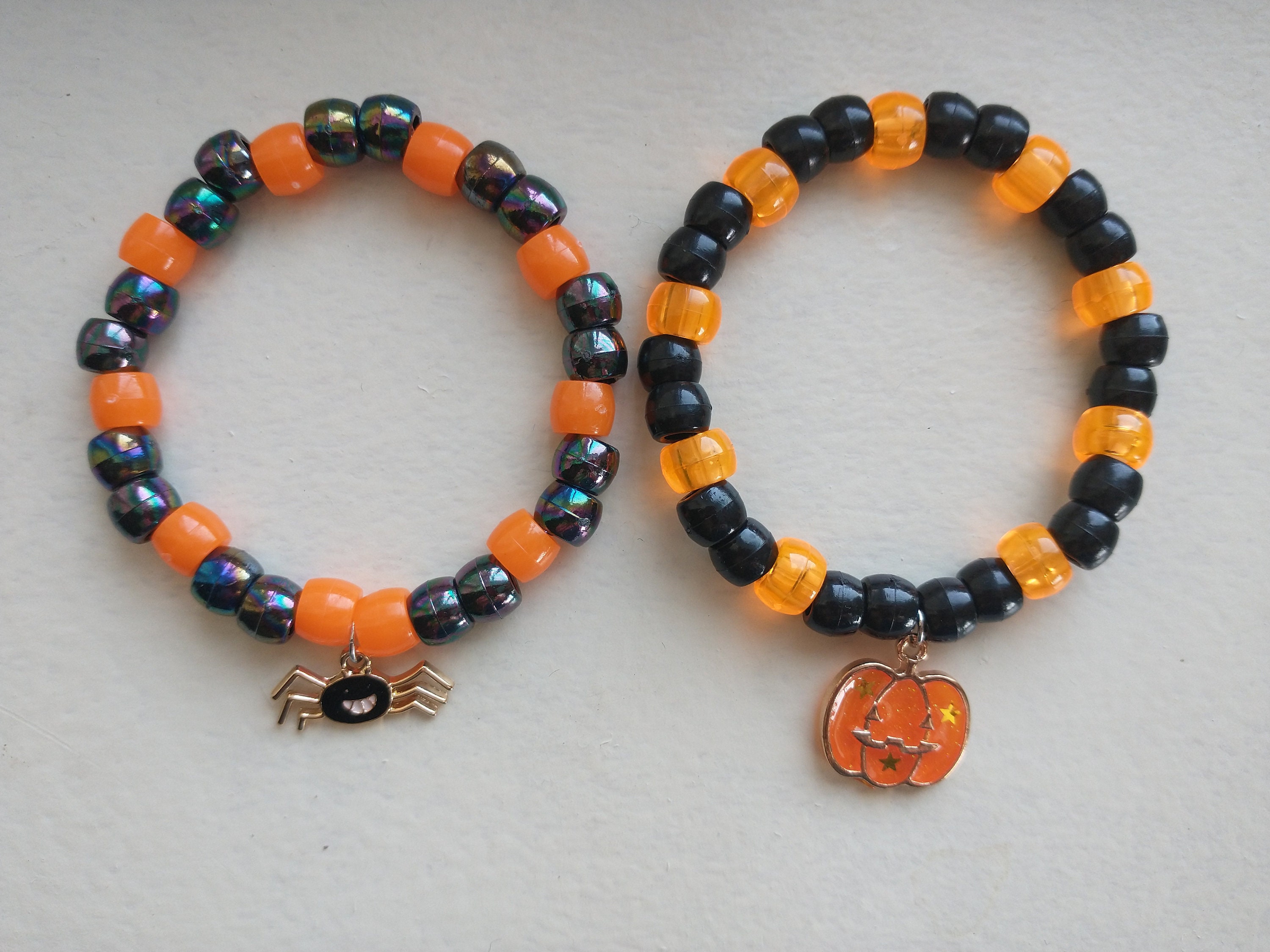 Halloween Charm Beaded Bracelets / Customizable/ Stretchy Etsy