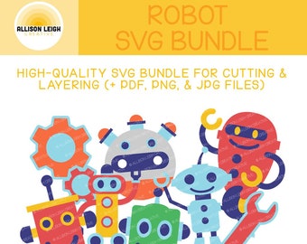 Robot SVG Bundle / SVG PNG Digital Instant Download / High-Quality Cricut Bundle