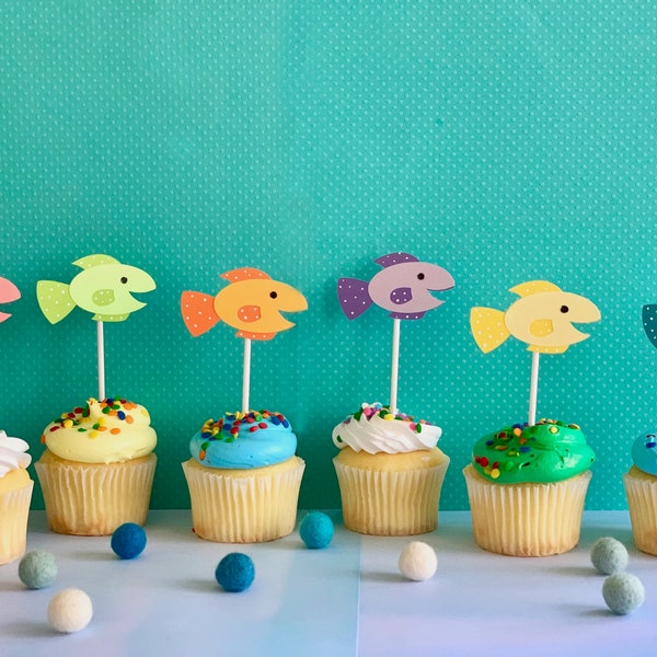 School of Fish Cupcake Toppers