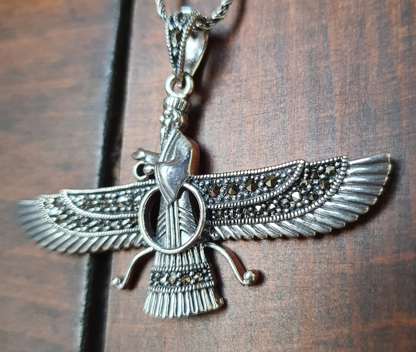 Ahura Mazda Necklace Sterling Silver Faravahar Pendant Etsy