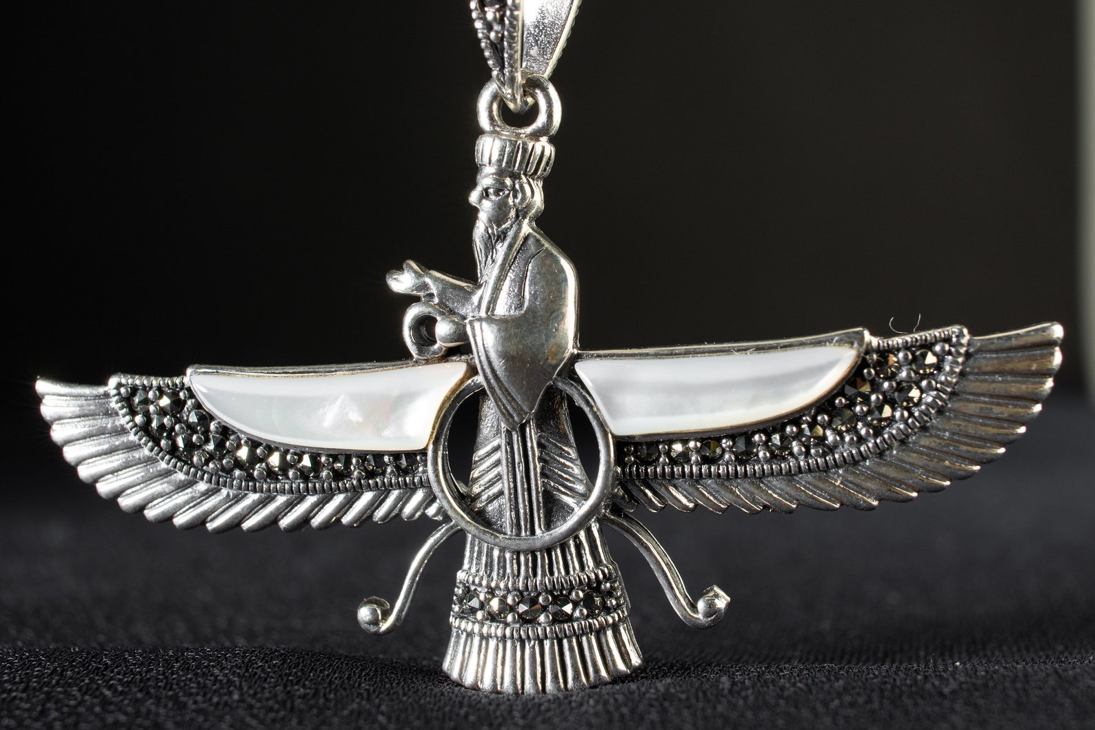 Ahura Mazda Necklace with Nacre Sterling Silver Faravahar Etsy
