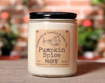 Pumpkin Spice Scented Candle - Pumpkin spiced with nutmeg, cinnamon, and clove in pecan pastry, topped with whipped cream