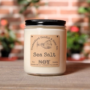 Sea Salt Scented Candle - Relaxing, rolling coastal waters. Smells natural and fresh