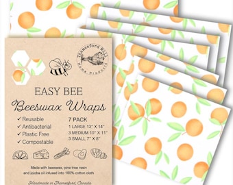Beeswax Food Wraps Reusable Washable Plastic Free Compostable Storage for Leftovers Veggies Fruits Sandwich Lunchbox Picnics 3 PACK & 7 PACK