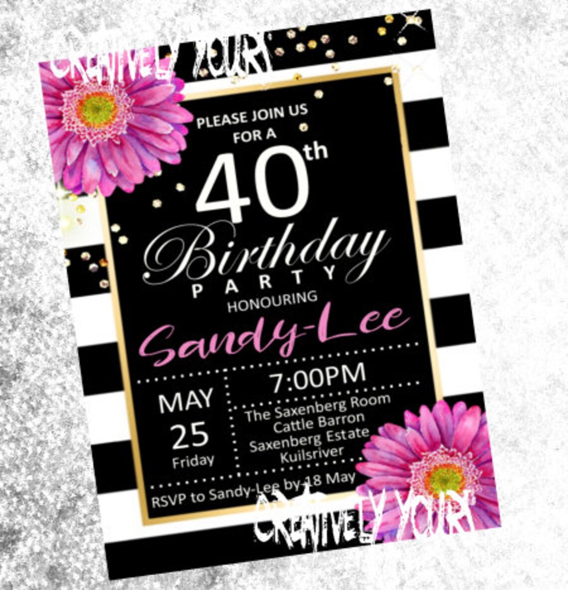 Floral Birthday Invitation download Etsy