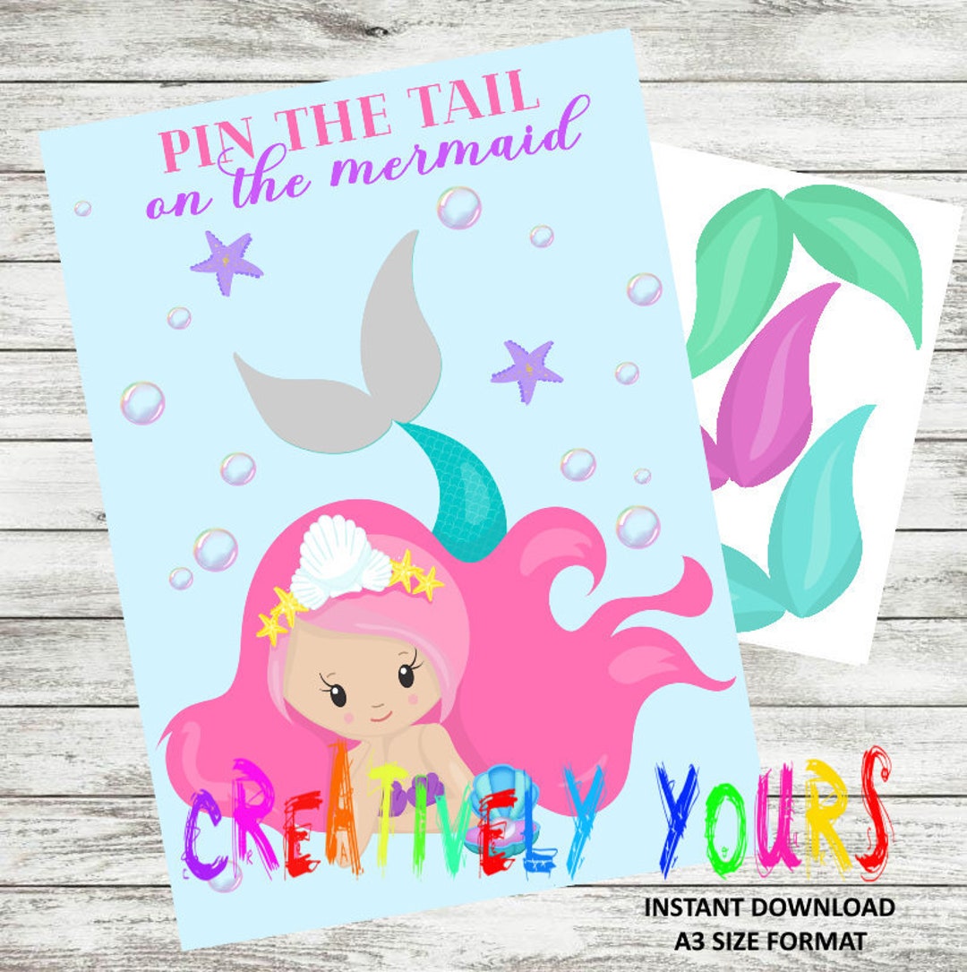 Pin the Tail on the Mermaid Mermaid Birthday Party Game - Etsy