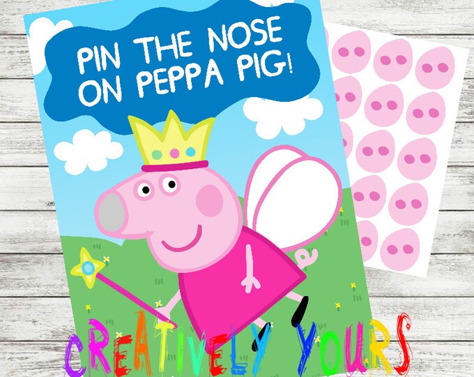 Pin Tail on Peppa Pig, Peppa Pig Party Game, Peppa Birthday Games, Pin