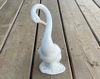 Vintage Nao by Lladro Curled Neck Swan Figurine Made in Spain Retro Swan Bird Decor