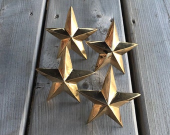 Set of Four Vintage Brass Star Napkin Rings Retro Primitive Star Ring Napkin Holders