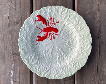 Vintage Carlton Ware Red Lobster and Green Leaf Pattern 9 Inch Luncheon Plate Salad Plate Made In England