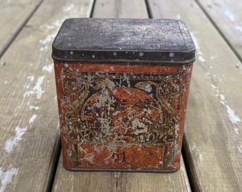 Antique MacDonald MFG of Toronto Lithograph Tea Tin Box Farmhouse Decor Vintage Metal Tea Kitchen Display