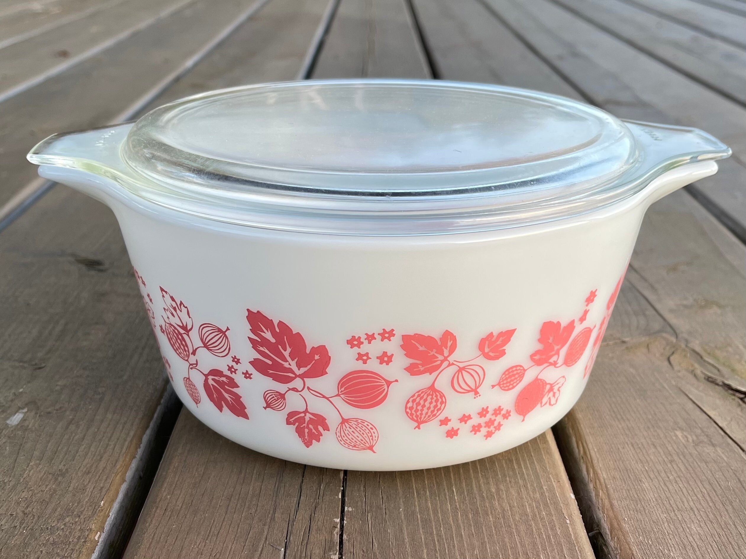 My Home and Garden: Pink Gooseberry Pyrex. My ultimate find.