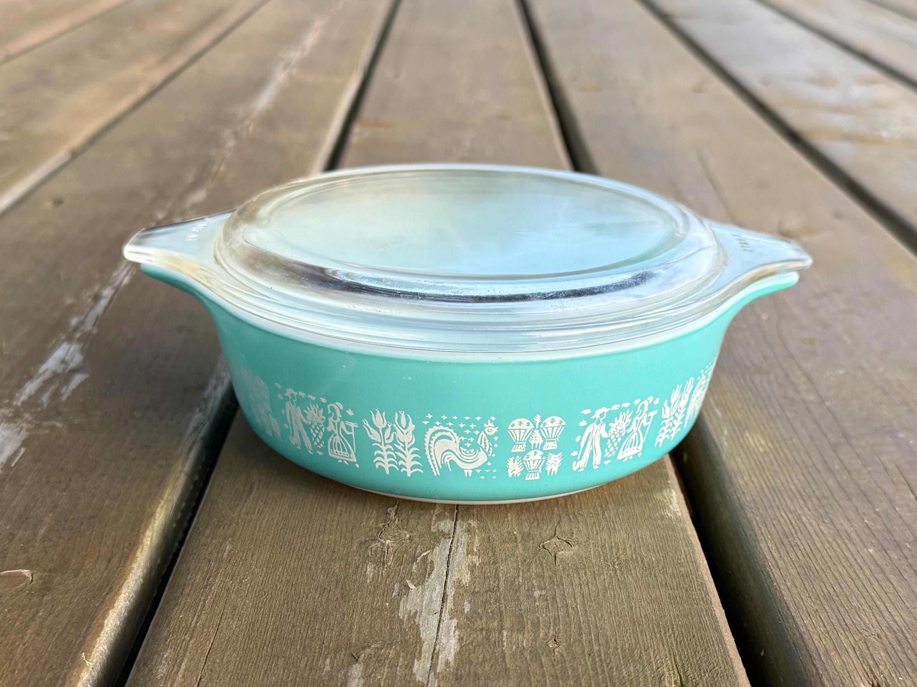 Vintage Pyrex Amish Butterprint Pattern White on Turquoise 1 Pint ...