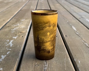 Vintage c1930s Ridgways Royal Vistas Ware Sailboat Tumbler Made in England Retro Transferware Decor